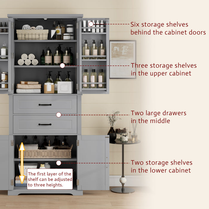 Elegant Multi Functional Storage Cabinet With Slide Rail Drawers, Adjustable Shelves