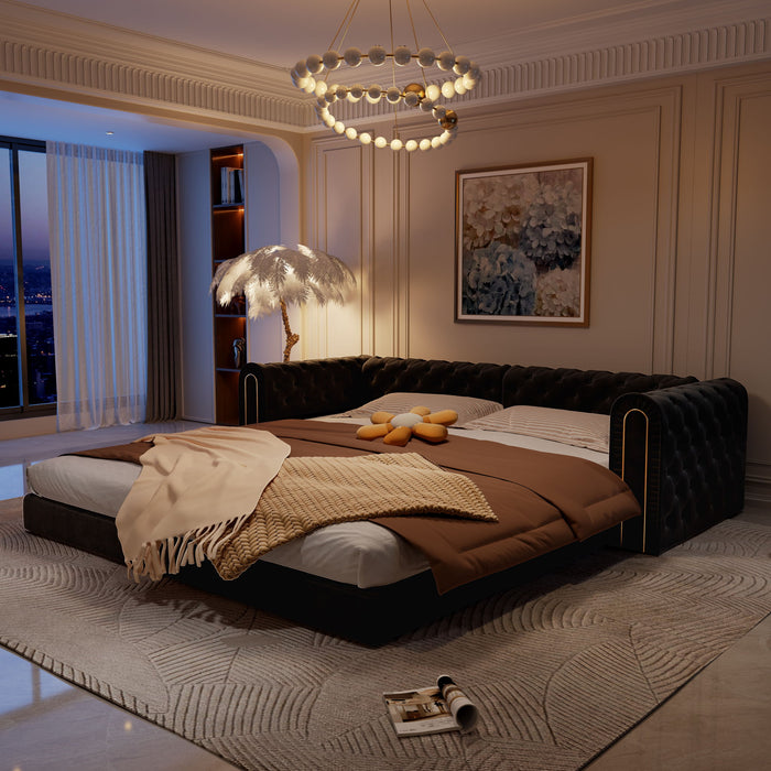 3-In-1 Convertible Sleeper Sofa With Movable Ottoman For Living Room