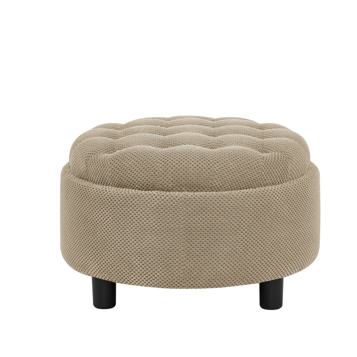 Storage Round Footstool Table Ottoman