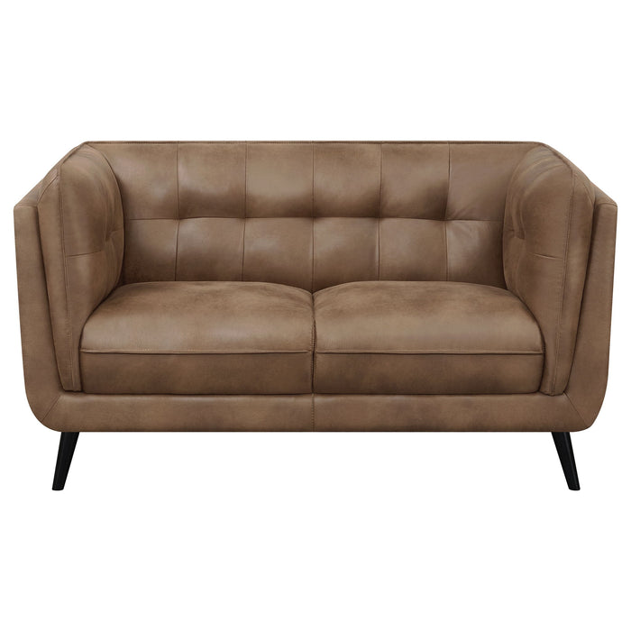 Maximillion - Tuxedo Arms Loveseat - Brown