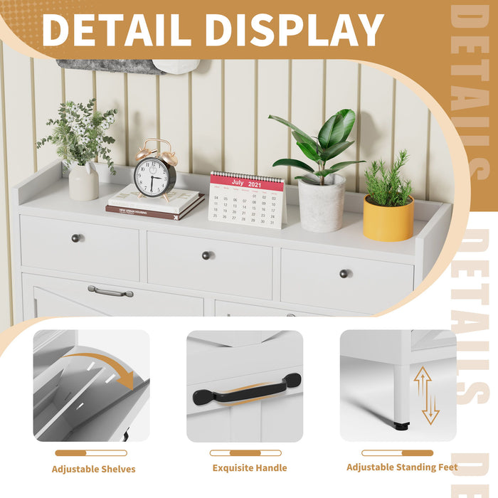 Shoe Cabinet With Flip Drawers