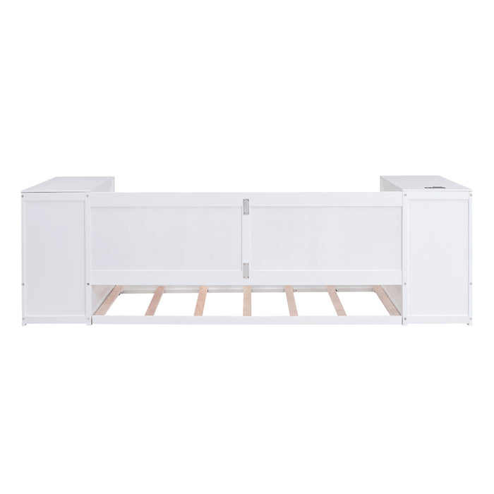 Daybed With Storage Arms, Trundle And Charging Station
