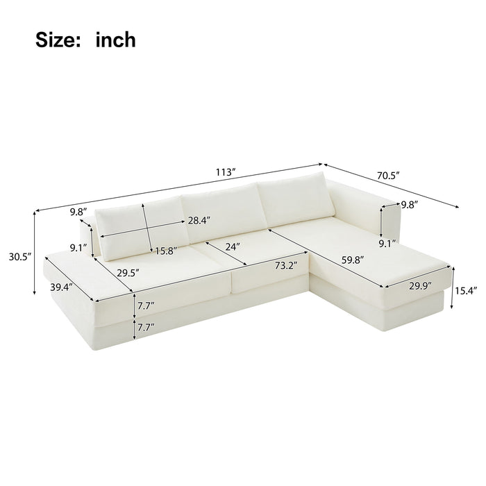 L-Shaped Modular Sofa With Double Layer Cushion