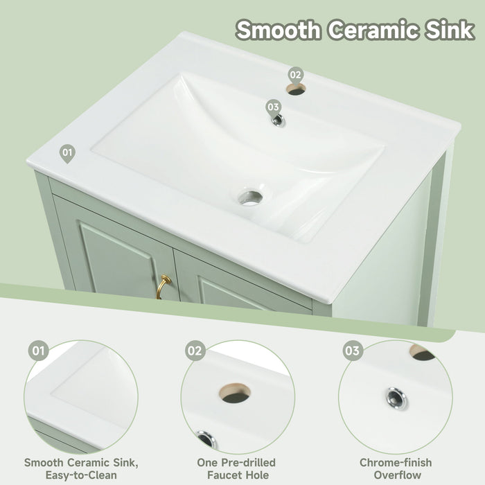 Retro Bathroom Vanity With Sink, Soft Closing Cabinet & Drawers