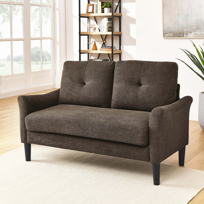 Tufted Loveseat - Dark Brown