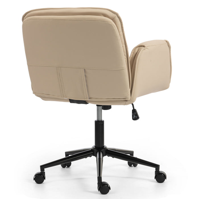 Criss Cross Swivel Desk Chair With Adjustable Armrests & Wheels For Home Office