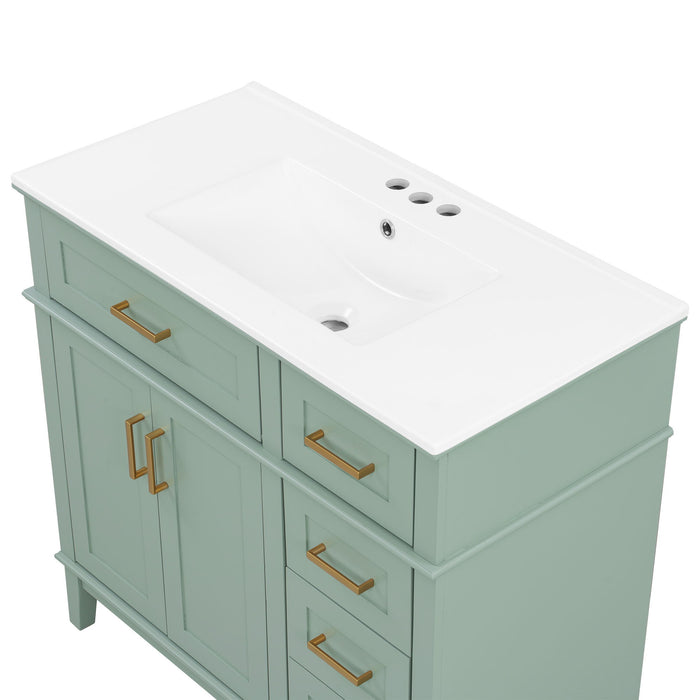Modern Bathroom Vanity With Sink, Soft Close Doors, 4 Storage Drawers