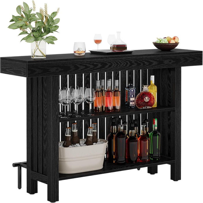 2 Tier Mini Bar Table For Kitchen - Black