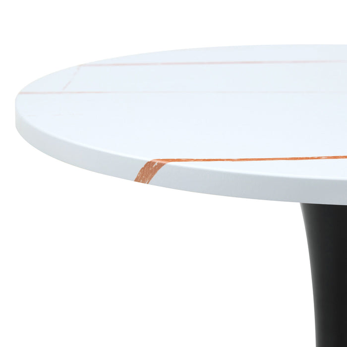Round Dining Table With Thickened Engineered Wood Top And Metal Pedestal, 23.6" Diameter For Kitchen, Living Room, Small Spaces