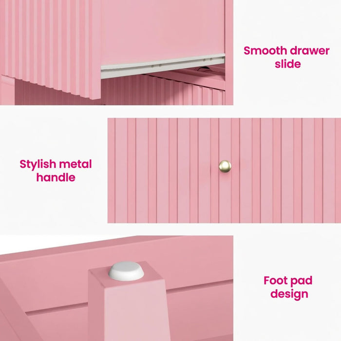 Fluted 3 Drawer Nightstand With Soft Close Slides