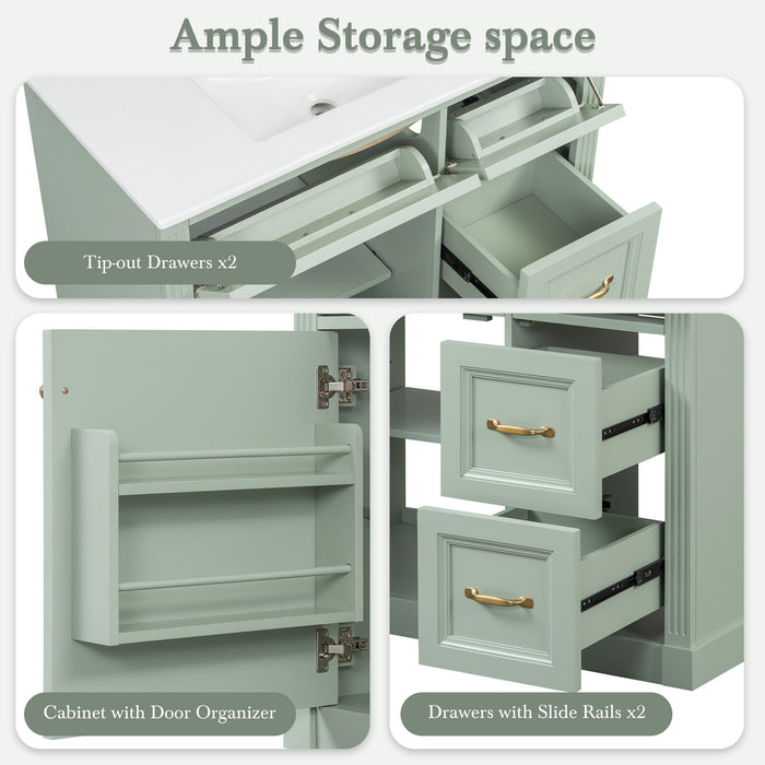 Modern Bathroom Vanity With Sink, 4 Drawers, Soft-Close Door, Adjustable Shelf