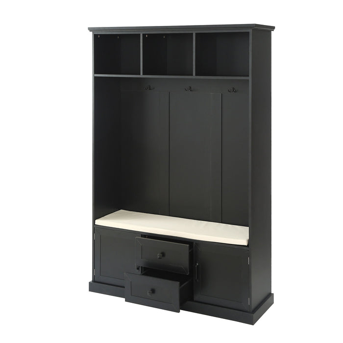 Hall Tree With 3 Hooks, Coat Hanger, Entryway Bench, Storage Bench, 3 In 1 Design