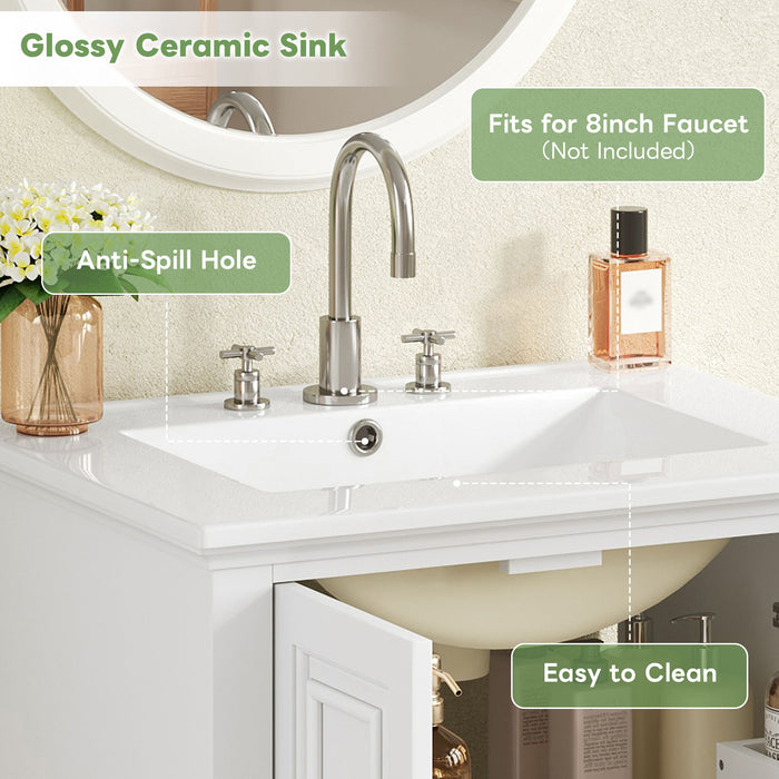 Modern Bathroom Vanity With Sink, Cabinet With Drawer And Dividers, Rectangular Storage Unit