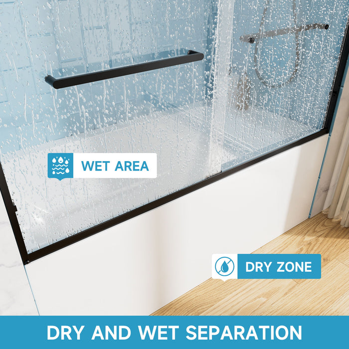 Aluminum Frame Double Double Soft Close Shower Door, Tempered Glass And Dual Stainless Steel Handles