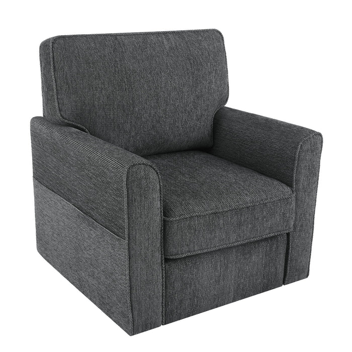 360° Swivel Accent Barrel Armchair With Side Pockets, Compact Design