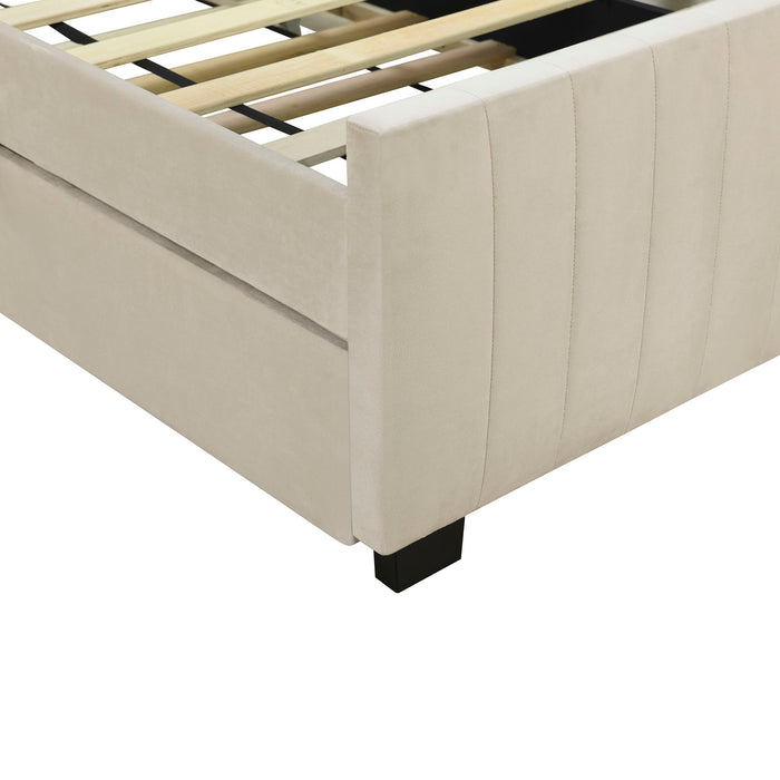 Upholstered Design Platform Bed With Trundle