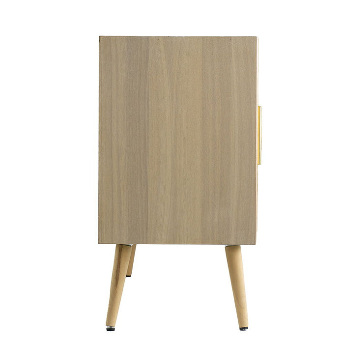 Wooden Accent TV Cabinet With 3 Doors - Brown