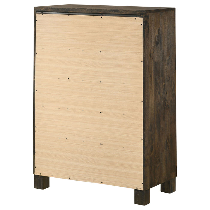 Bren - 5 Drawer Chest With Handles And Block Legs - Rustic