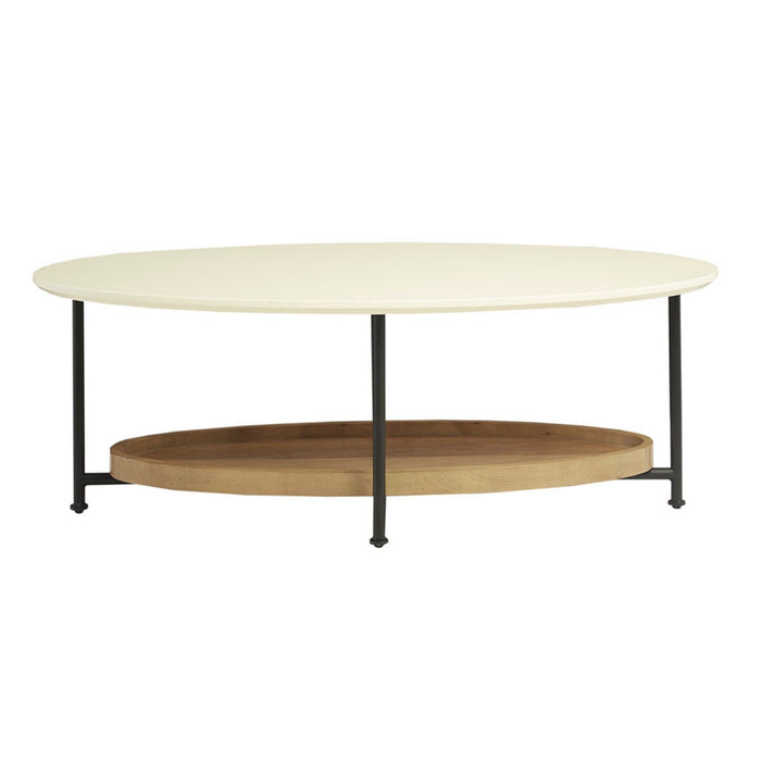 Oval Coffee Table - White / Natural