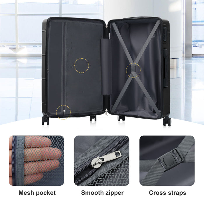 6 Piece Lightweight Hardshell Luggage Set With Double Spinner Wheels, Password Lock