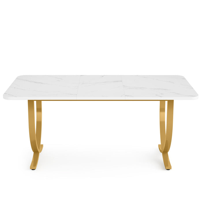 Executive Office Computer Desk For Home Office - White / Gold