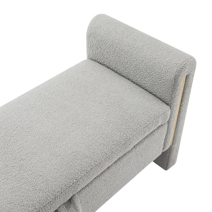 Modern Teddy Upholstered Large Bed End Bench With Arms And Storage