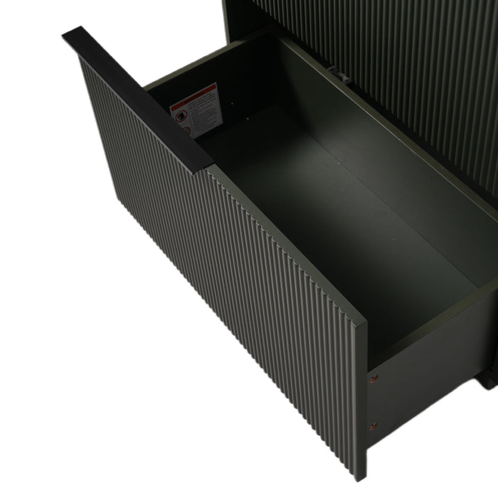 Fluted Bathroom Vanity With Ceramic Sink, Soft Close Slides