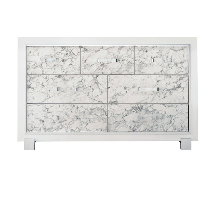 Skye - Marble Dresser - White