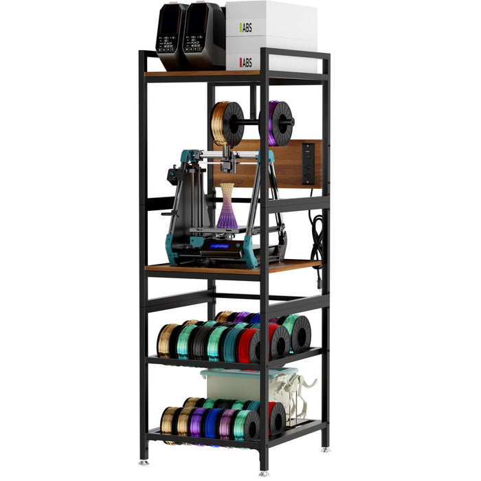3D Printer Stand With Filament Storage, T-Type Holder, Built In Power Panelб Open Frame Printer Workstation - Black
