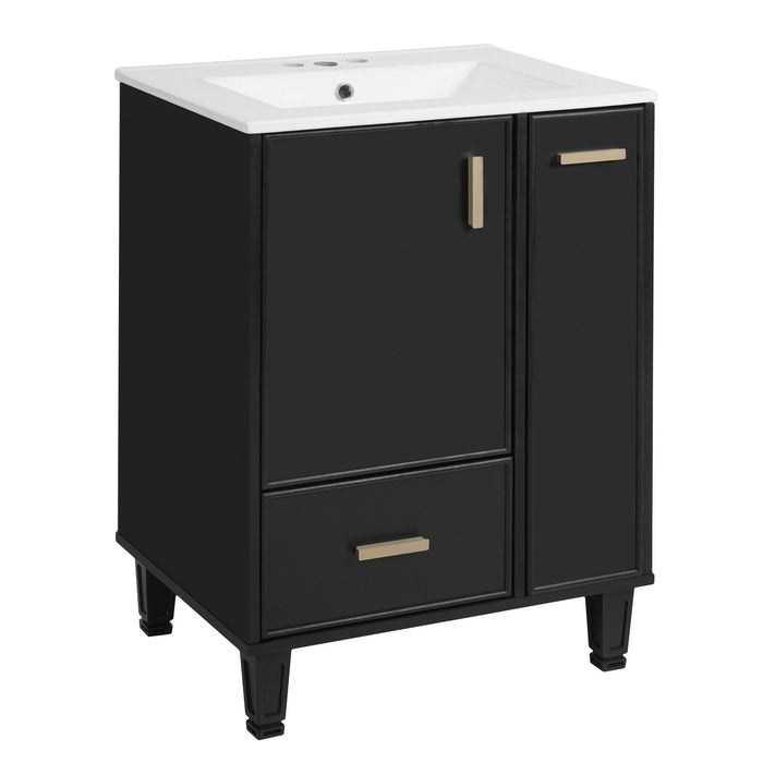 Bathroom Vanity With Sink, Deep Drawer, Door Shelf, 2 Tier Basket