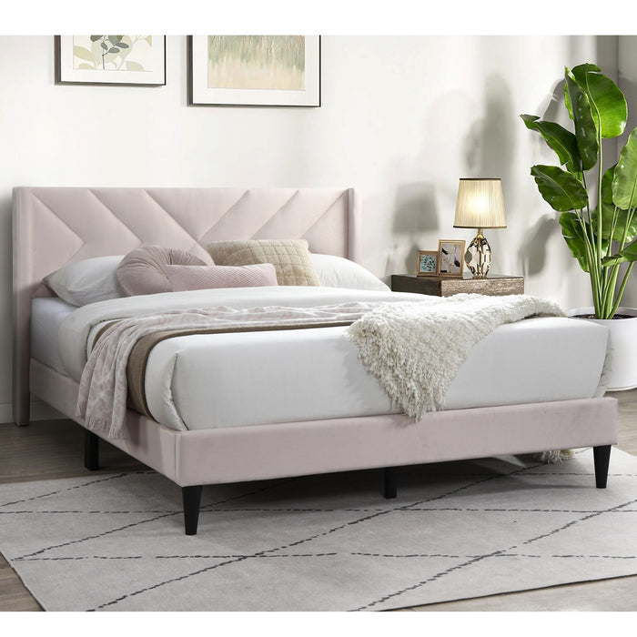 Elegant Bed With Upholstered Headboard, Platform Base
