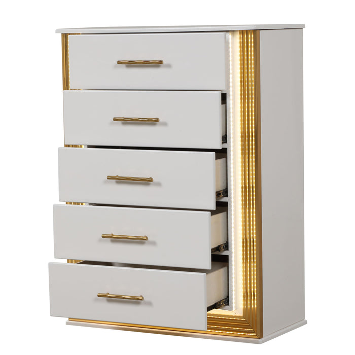 Obsession - 5 Drawer LED Chest - White