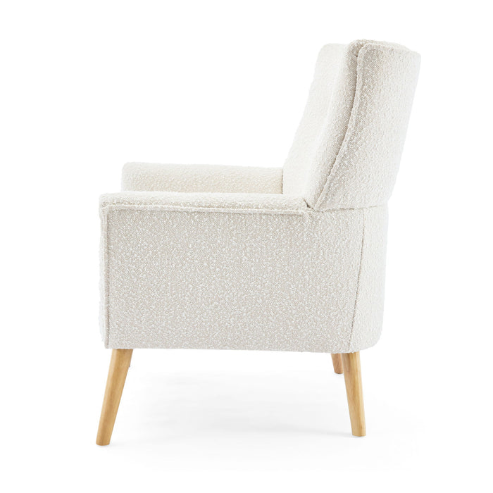 Ergonomic Accent Chair With Button Tufted Design And Rubber Wood Legs - Almond