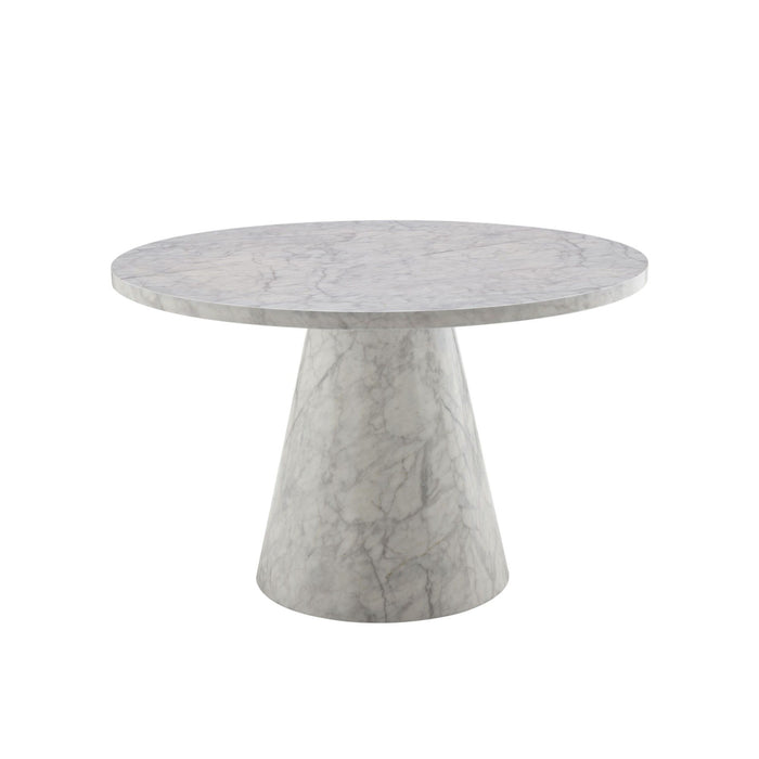 Kacey - Natural Engineered Stone Round Dining Table - Stone Gray