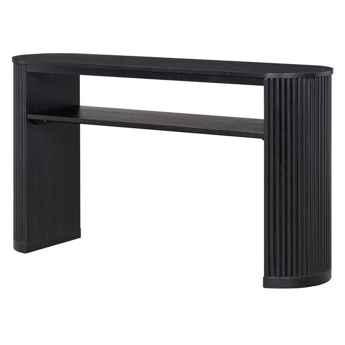 Console Table With Fluted Legs, Open Shelf