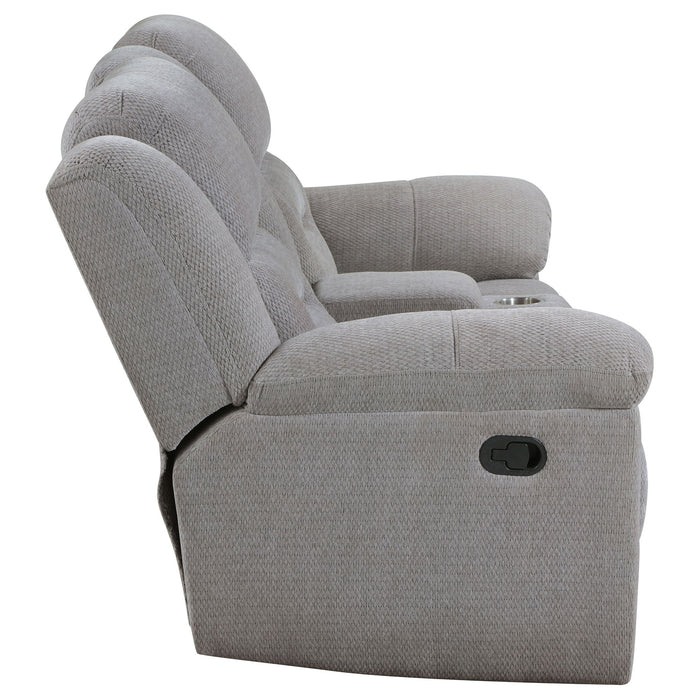Sebring - Upholstered Manual Reclining Loveseat With Center Storage Console - Gray