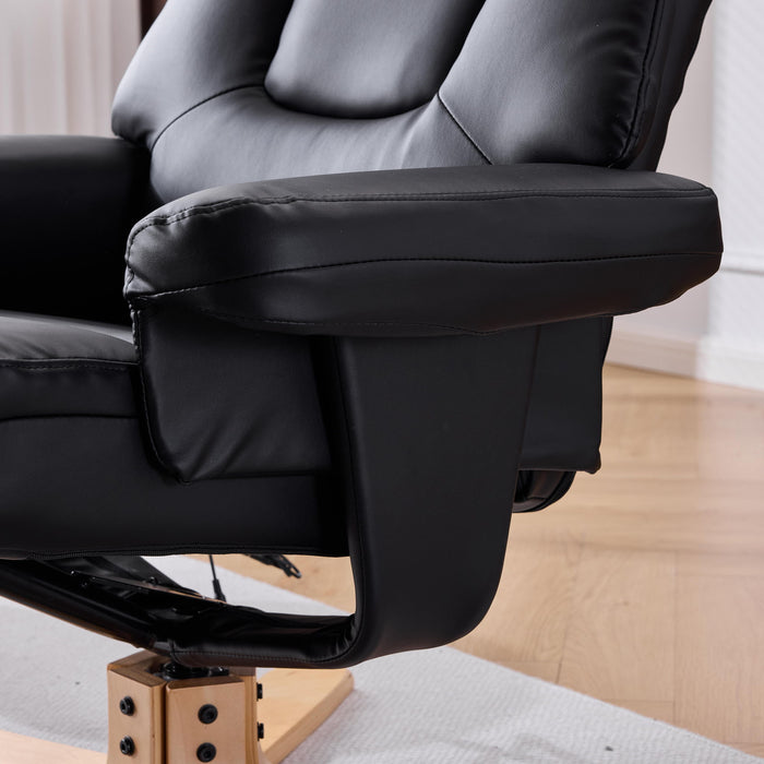 Upholstered Heated Massage 360° Swivel Accent Chair With Ottoman