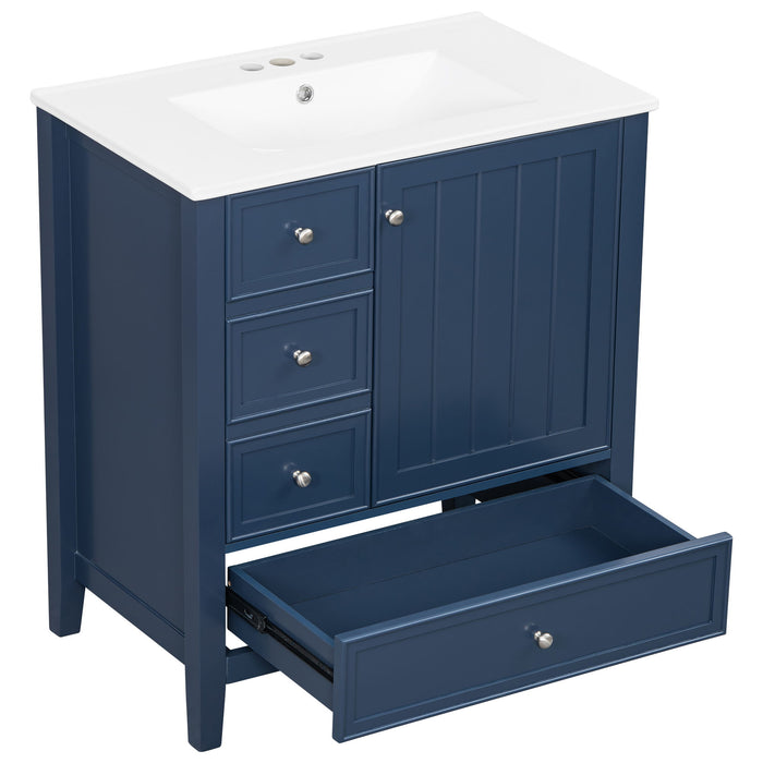 Modern Bathroom Vanity With Sink, 1 Cabinet & 3 Drawers