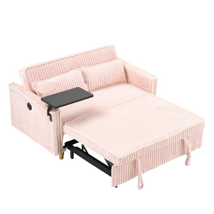 Pull Out Sofa With Movable Tabletop And USB Ports