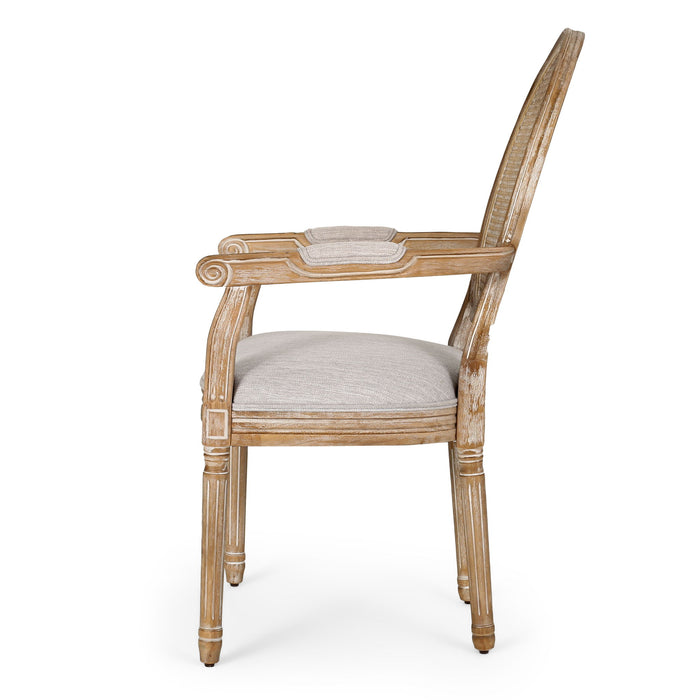 French Country Style Wood And Cane Upholstered Dining Chair Set