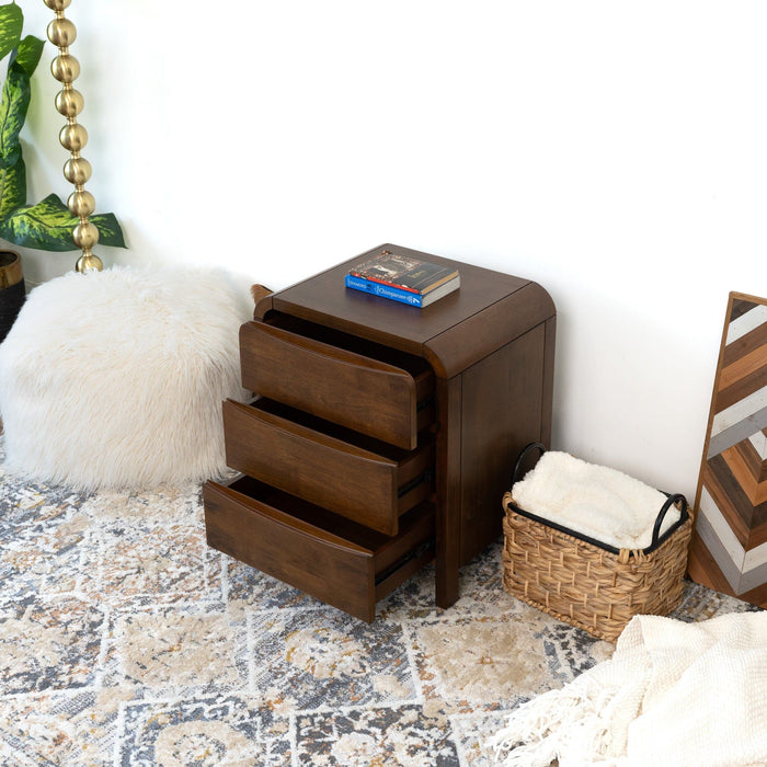 Lionel - Nightstand 3 Drawer Bed Side Table - Brown