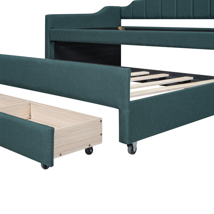 Upholstered Simple Design Daybed With Trundle And 3 Drawers