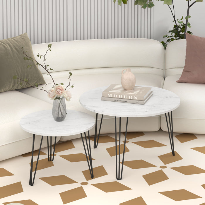 Round Nesting Coffee Table For Living Room (Set of 2)