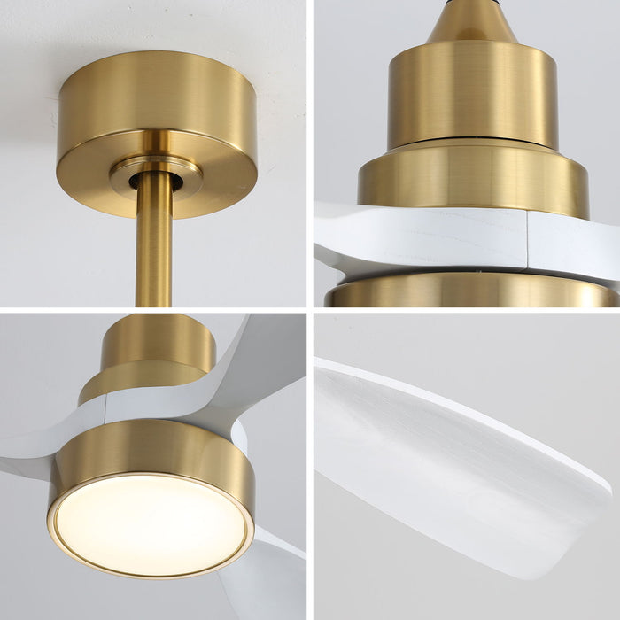 48" Smart Ceiling Fan With Lights, Reversible DC Motor, Remote Control, 3 Blades - Gold / White
