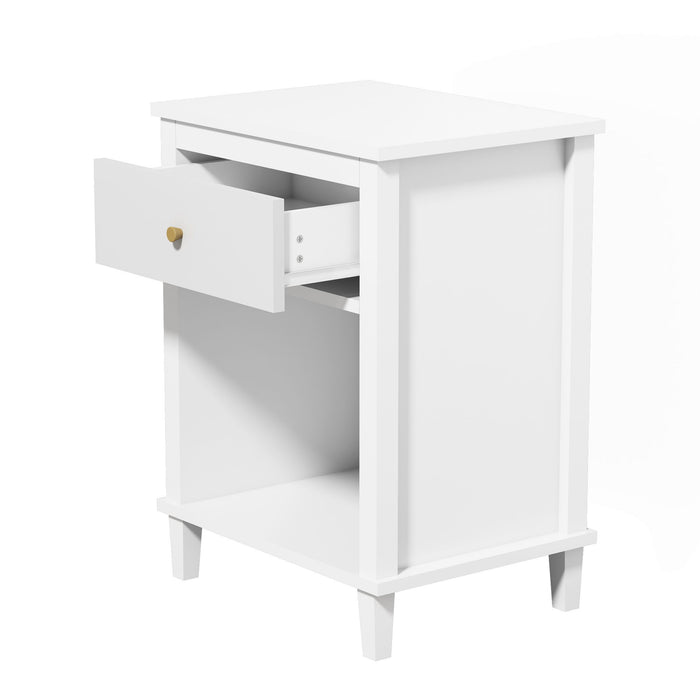 Nightstand & 1 Drawer And 1 Shelf - White