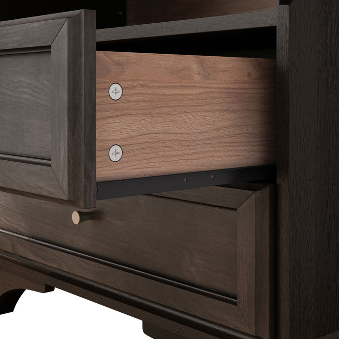 Glass Door Display Case With 2 Drawers And Adjustable Shelf