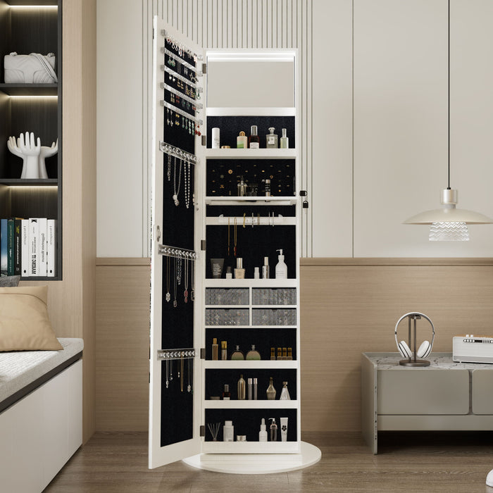 Swivel Jewelry Cabinet With Full Length Mirror