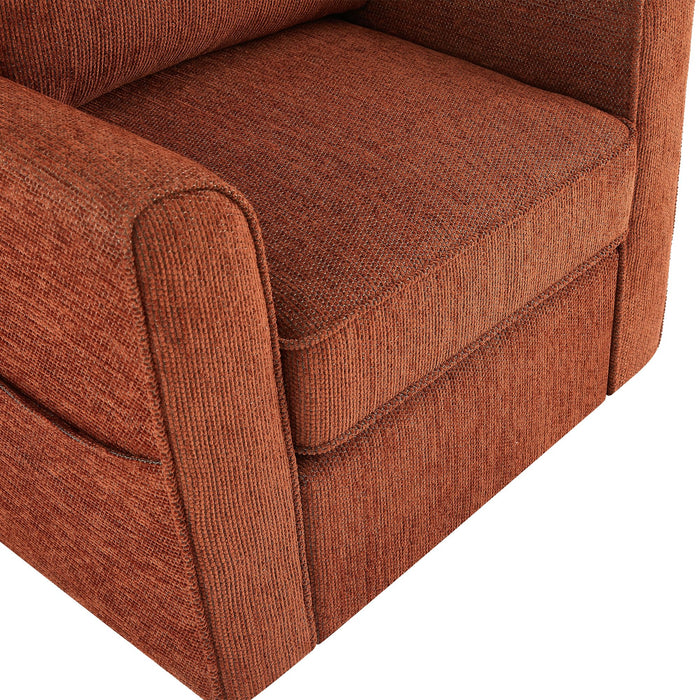 360° Swivel Accent Barrel Armchair With Side Pockets, Compact Design