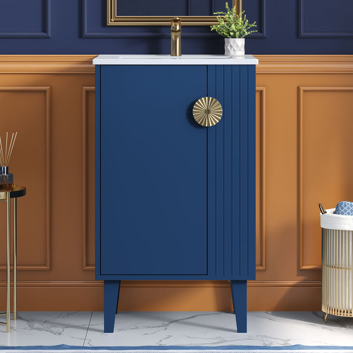 Bathroom Vanity With Sink, Soft-Close Door, Half-Moon Pulls