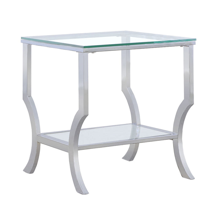 Porch & Den - Square Top End Table Elegance Glass - Chrome